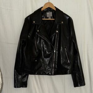 ASOS Black Vegan Leather Moto Jacket. 16